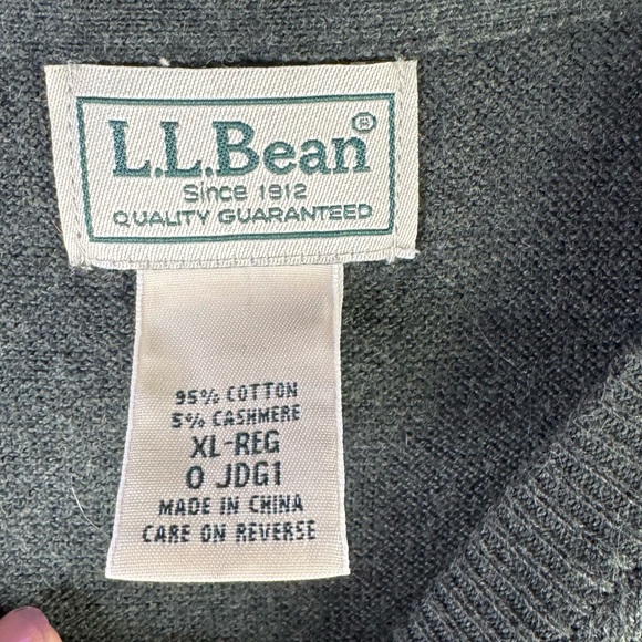 LL Bean Cotton Cashmere Thick Knit Forest Green Crew Neck Sweater Size XL - Picture 4 of 4